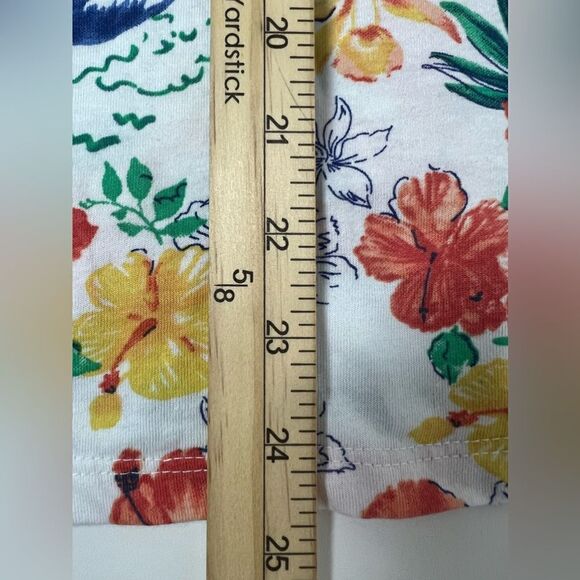 Emily Daniels Elbow Tab Sleeve Tropical Knit Polo Floral Print Size XL - Picture 11 of 12